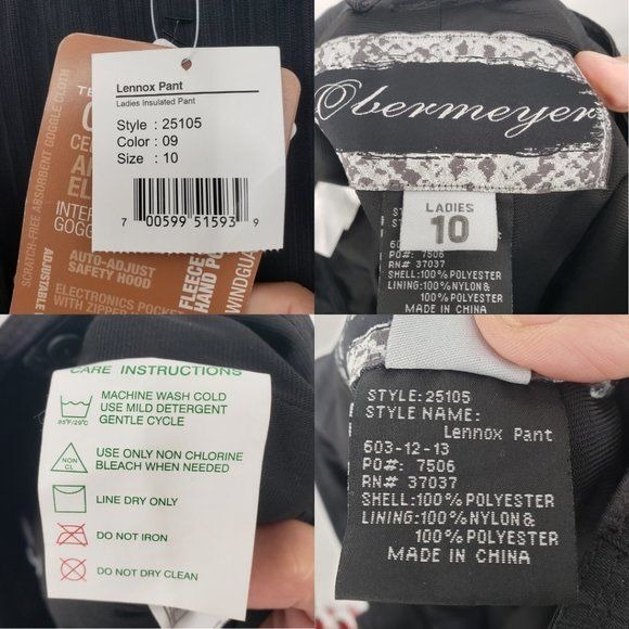OBERMEYER Lennox Black Ski Snowboard Winter Pants 10 NWT - Picture 11 of 11